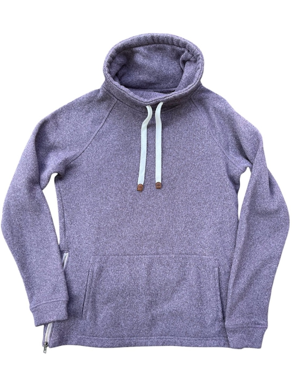 Roots Heather Purple Cowl Neck Hoodie Pullover Side Zip Sweatshirt M